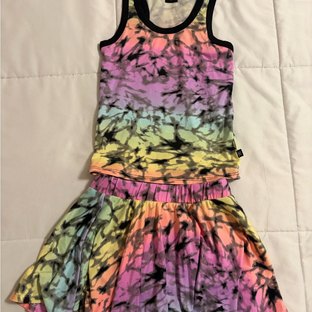 Kids Tie-Dye Tank and Skirt Matching Set - Multicolor
